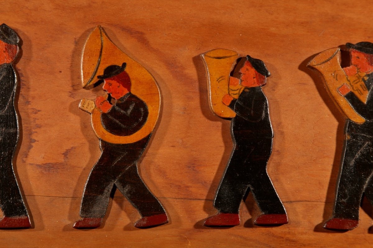  Amusing Dutch Brassband/fanfare Type Of Jigsaw Woodwork Relief Painting.-photo-6