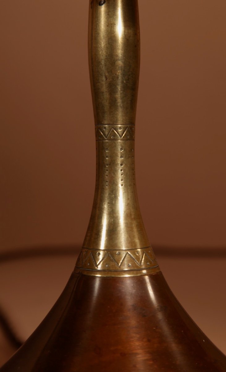  Art Nouveau/art Deco, Amsterdam School Copper And Brass Table Lamp Circa 1900/20-photo-1