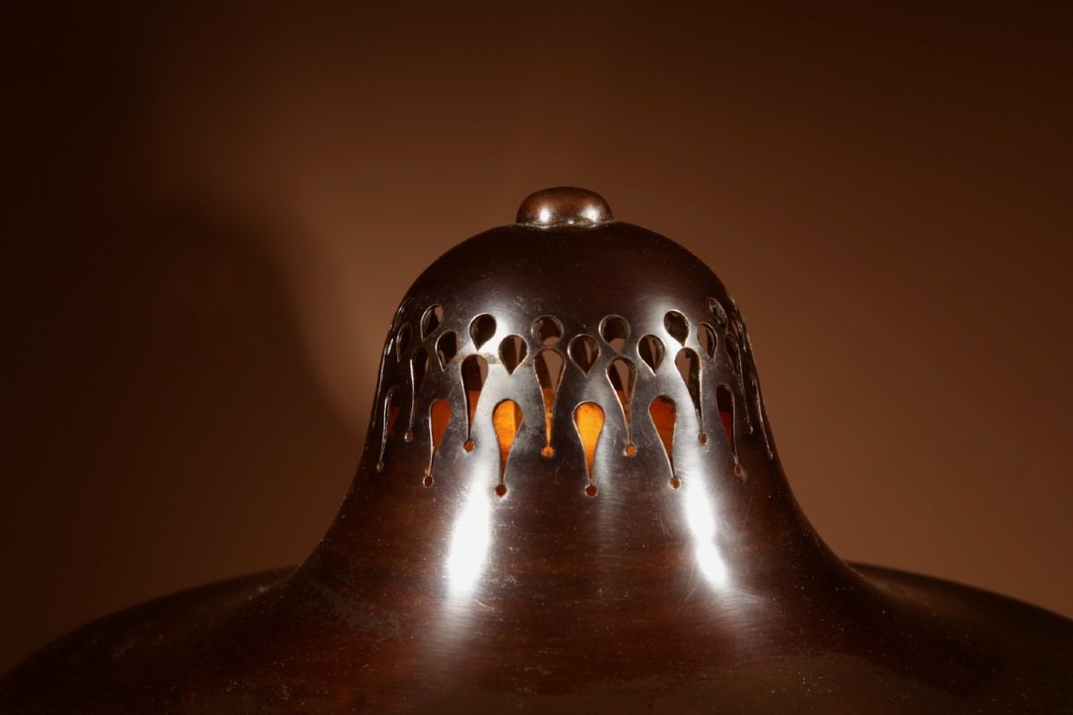  Art Nouveau/art Deco, Amsterdam School Copper And Brass Table Lamp Circa 1900/20-photo-4