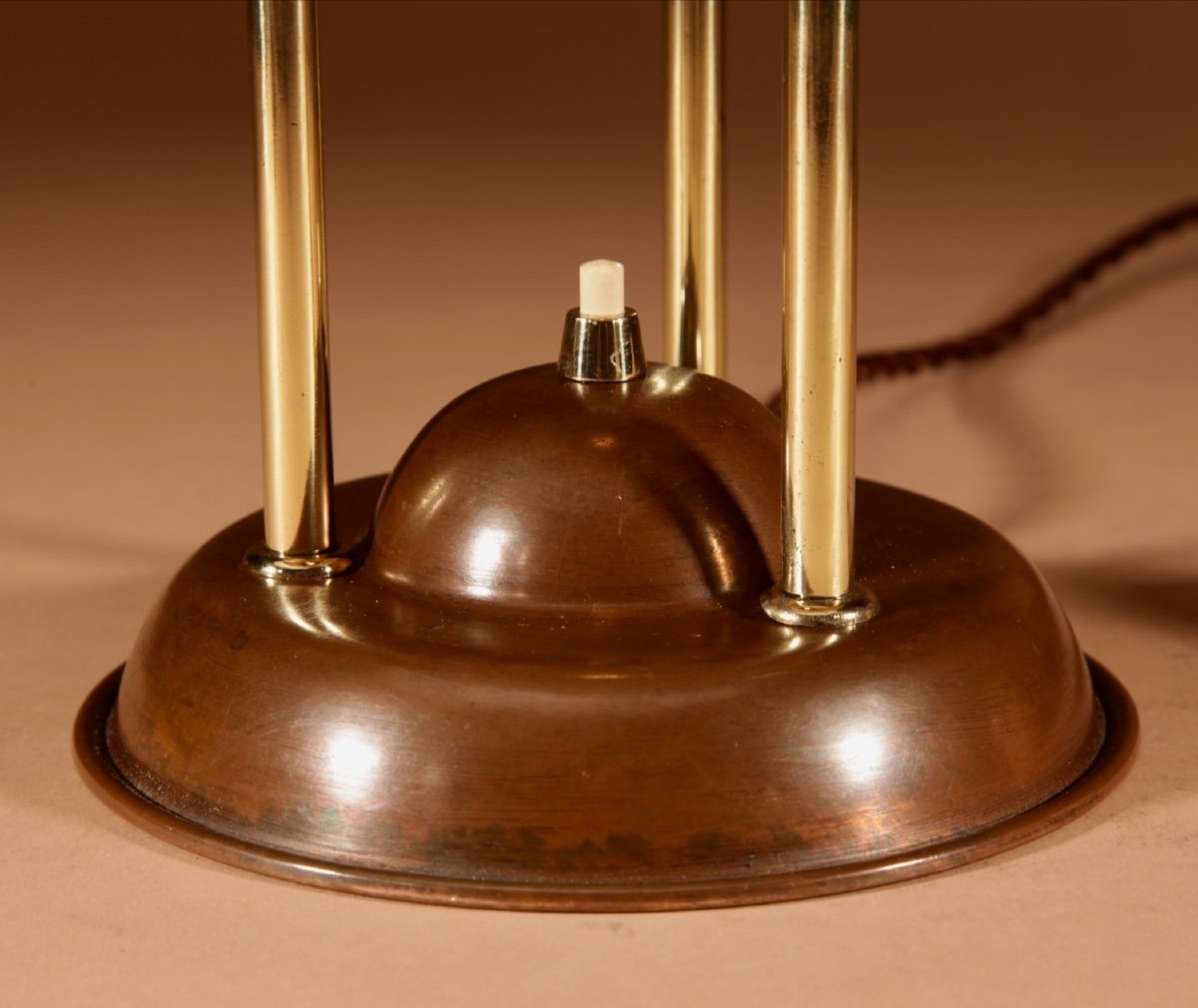  amsterdam School Rare Brass And Patinated Copper Table Lamp, Circa 1900-20-photo-2