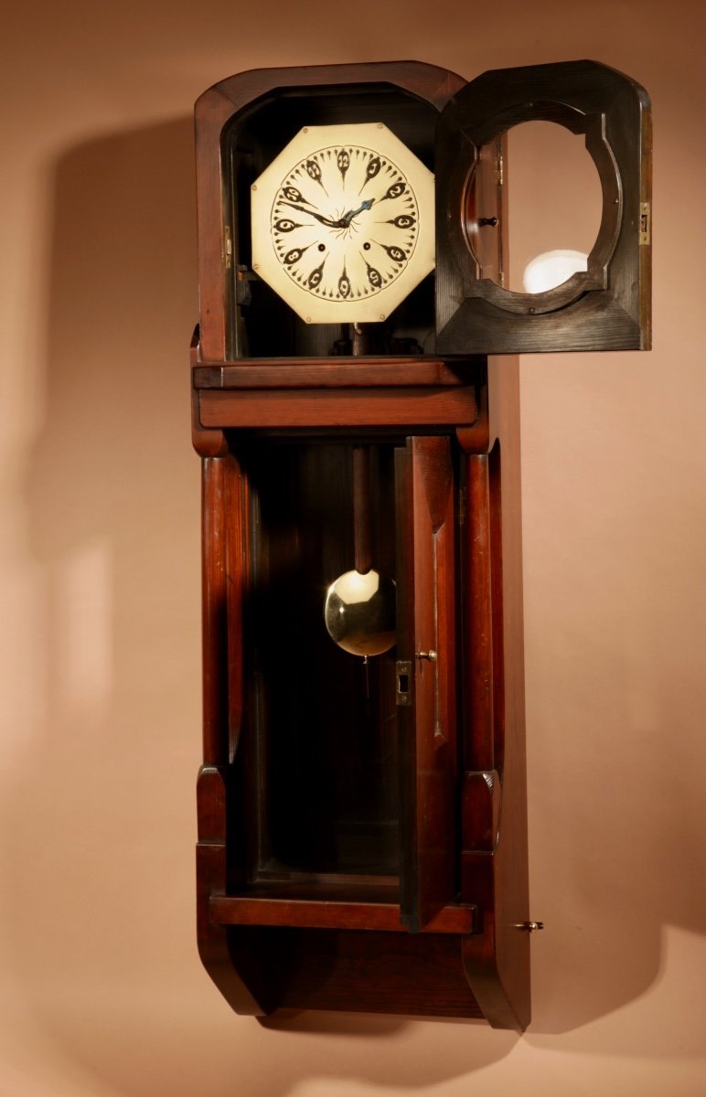    art Nouveau / Art Deco Architectural Design Dutch / German Wall Clock Circa 1900/20-photo-1