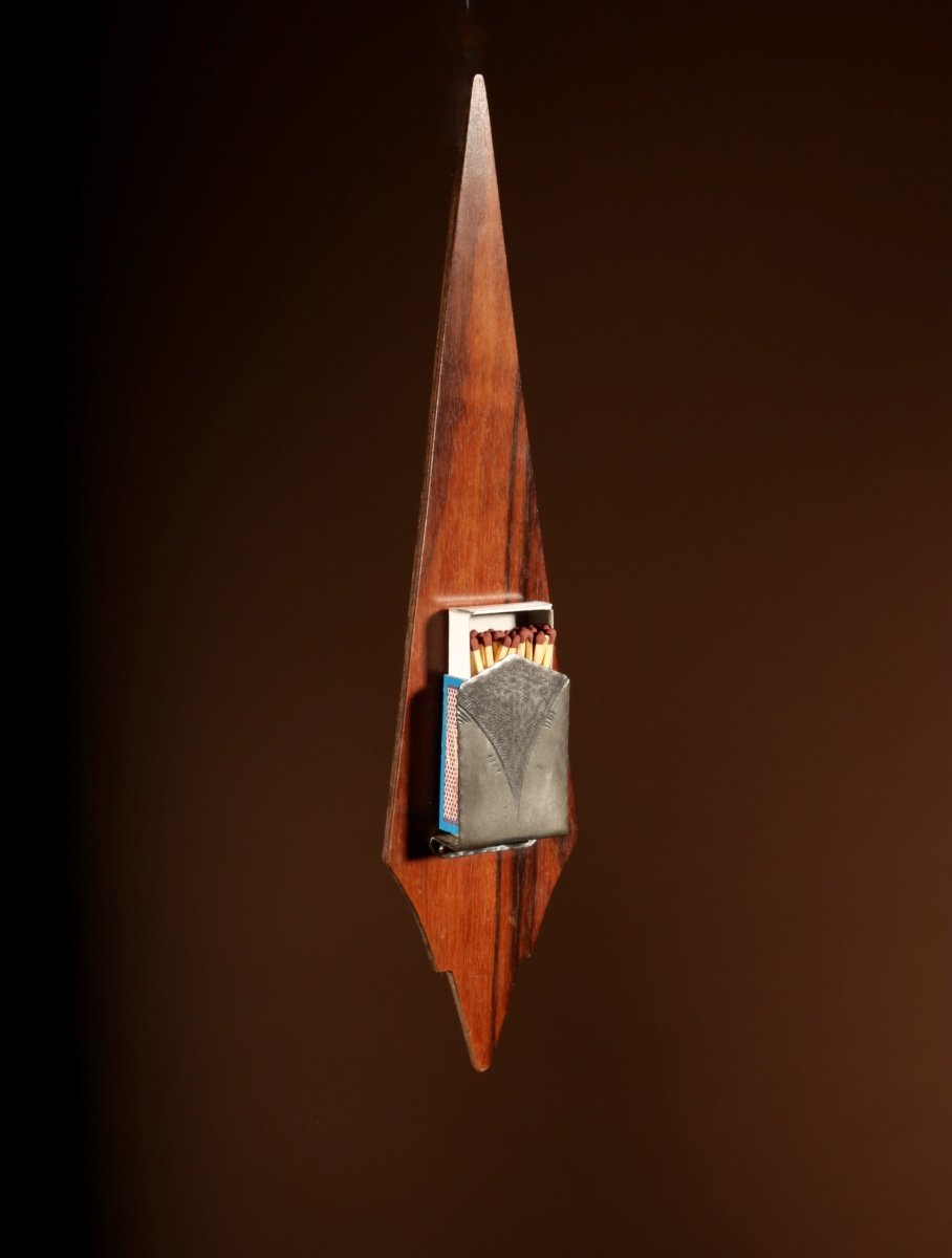  A Very Elegant Matchbox Holder In Madagascar Ebony Veneer -photo-1