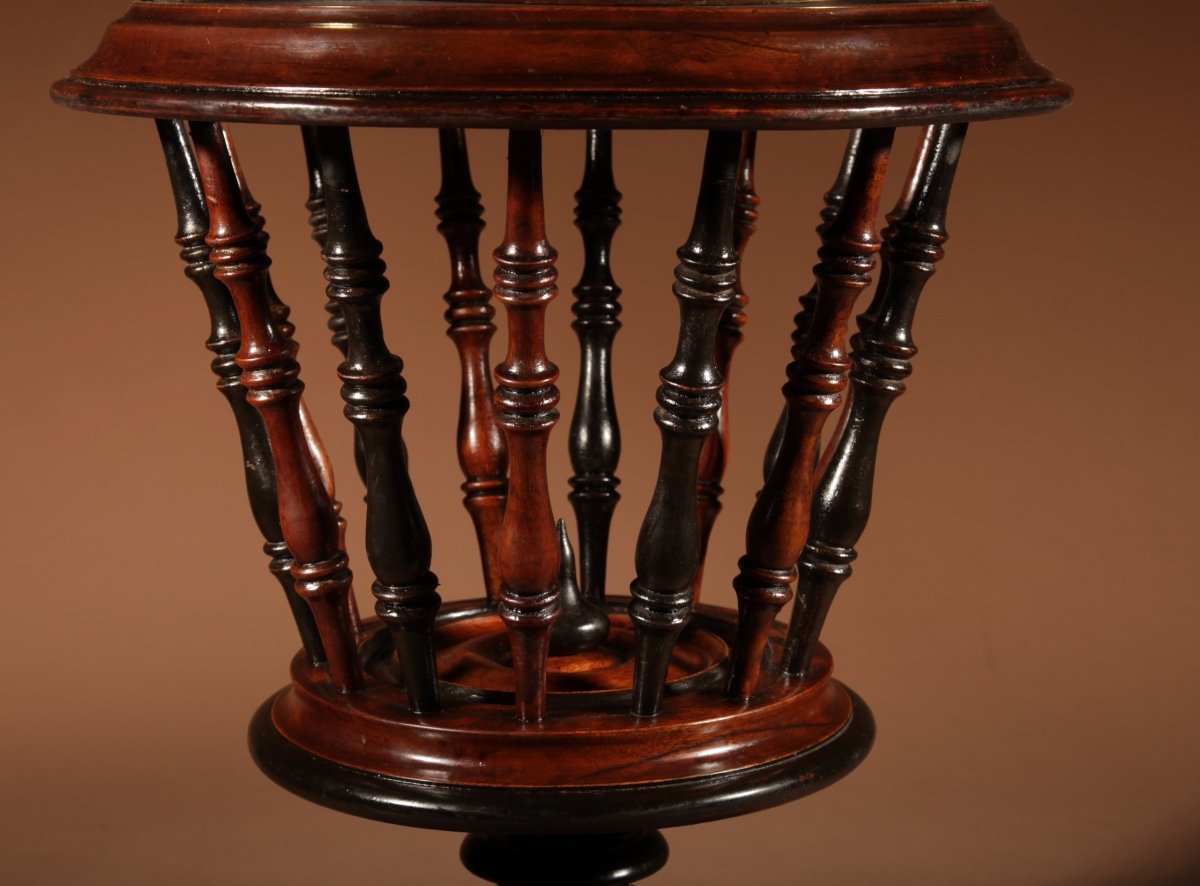 A Beautiful Walnut And Ebonised Tea Stove Bucket/planter/peat Bucket Planter.-photo-3