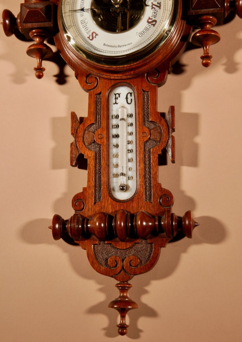 Very Elegant Dutch William III Style Mahogany Barometer Thermometer Circa 1900.-photo-3