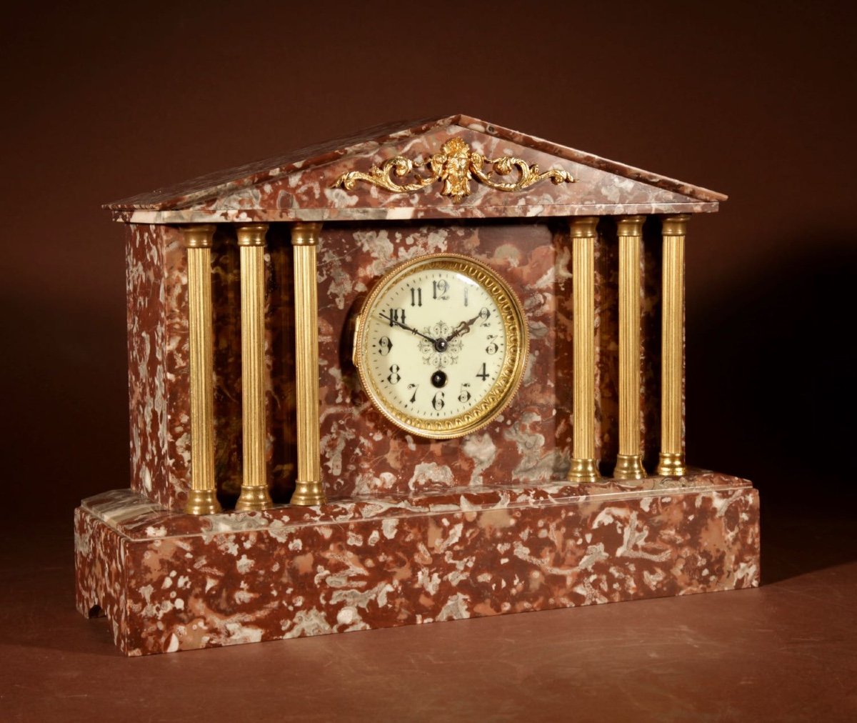 French Grand Tour Style Gilt Brass And Marble Clock Trim.-photo-2