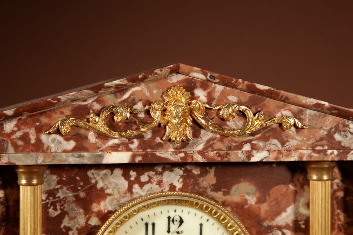 French Grand Tour Style Gilt Brass And Marble Clock Trim.-photo-4