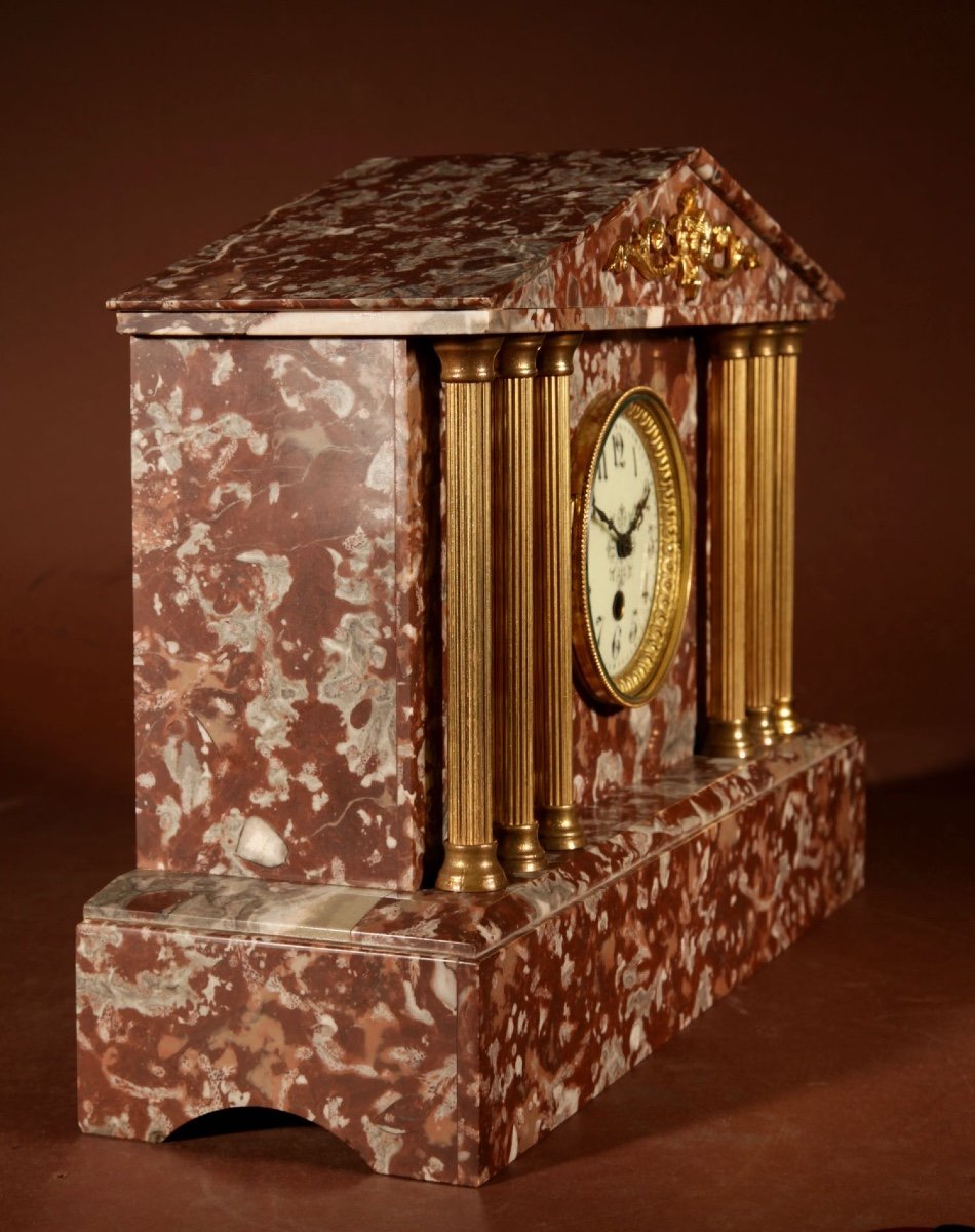 French Grand Tour Style Gilt Brass And Marble Clock Trim.-photo-2