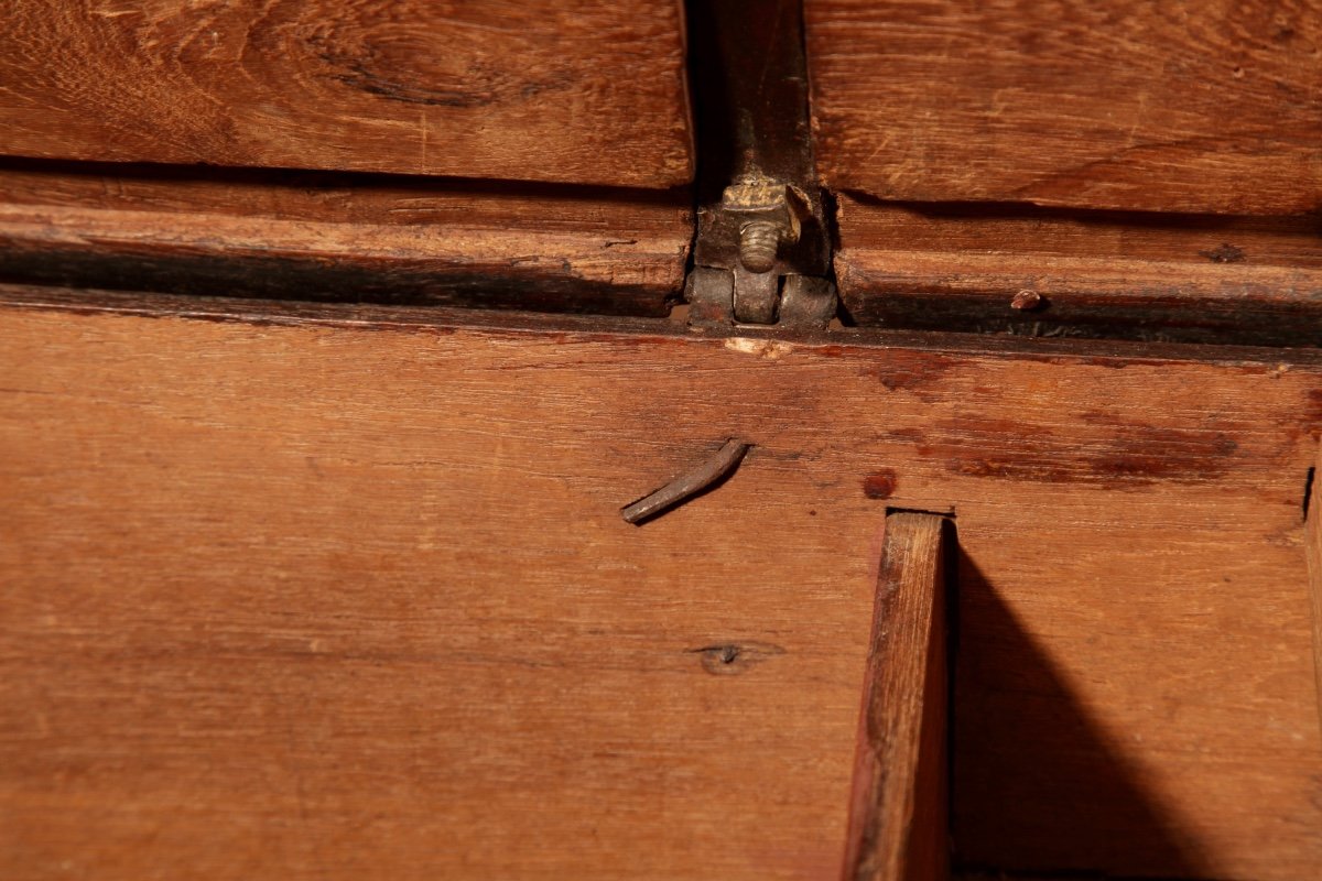 Coffre Colonial Hollandais En Bois Dur Et Laiton Gravé XVIIIe Siècle. -photo-7