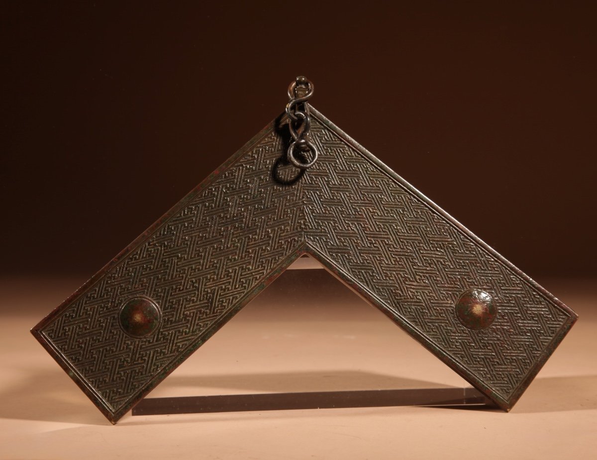 Chinese/japanese Type Cast Bronze Fine Qing Musical Triangle Lithophone.-photo-2