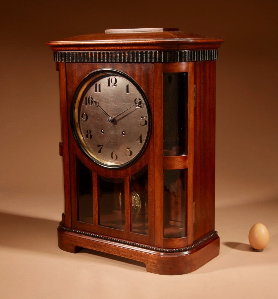 Art Nouveau Rare Germany, Furtwangen/black Forest Mahogany Mantel Clock Circa 1895. -photo-3