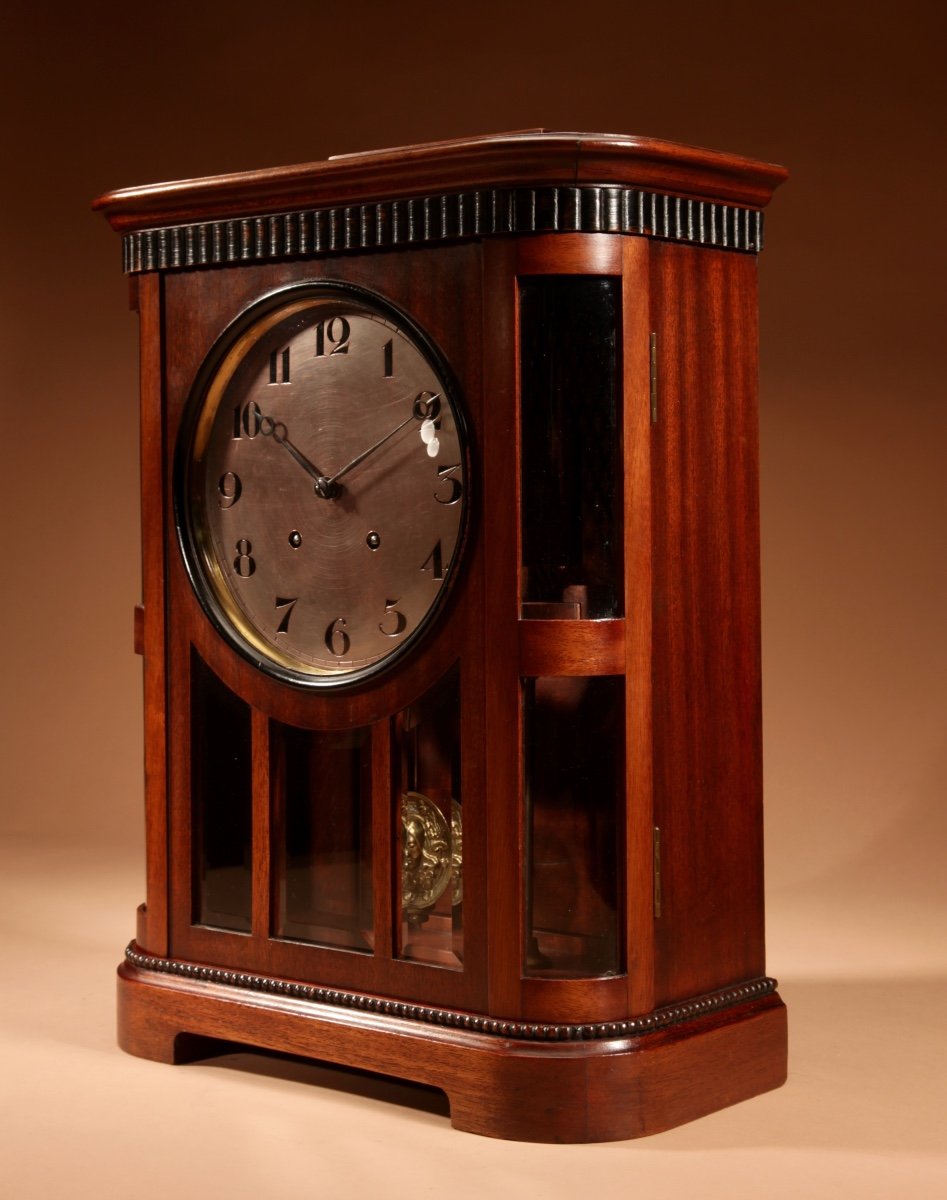 Art Nouveau Rare Germany, Furtwangen/black Forest Mahogany Mantel Clock Circa 1895. -photo-1