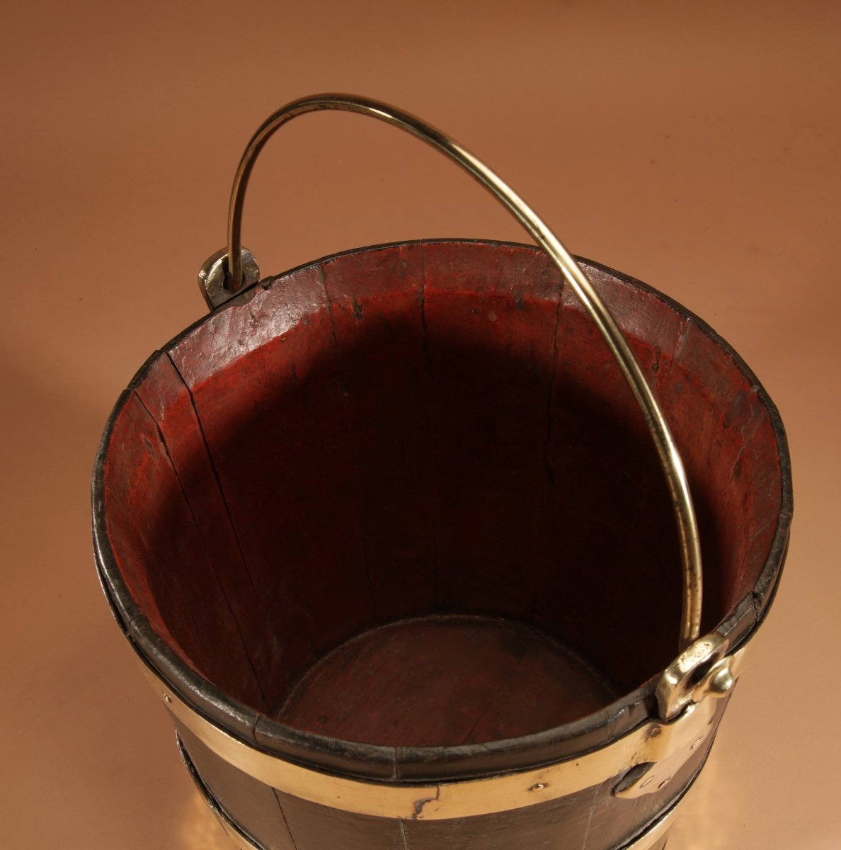 19th Century Dutch Brass Bound Oak Bucket.-photo-3