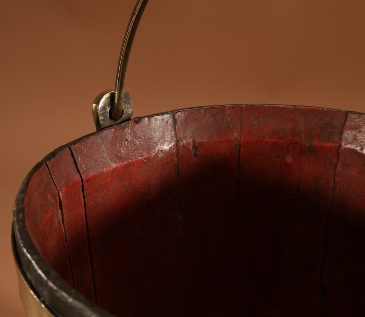 19th Century Dutch Brass Bound Oak Bucket.-photo-5