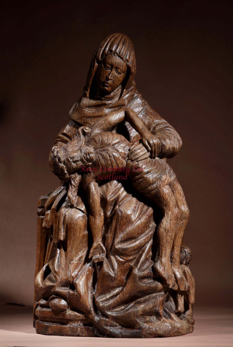 A Beautiful And Very Impressive Medieval Carved Oak Sculpture De Piedra.-photo-2