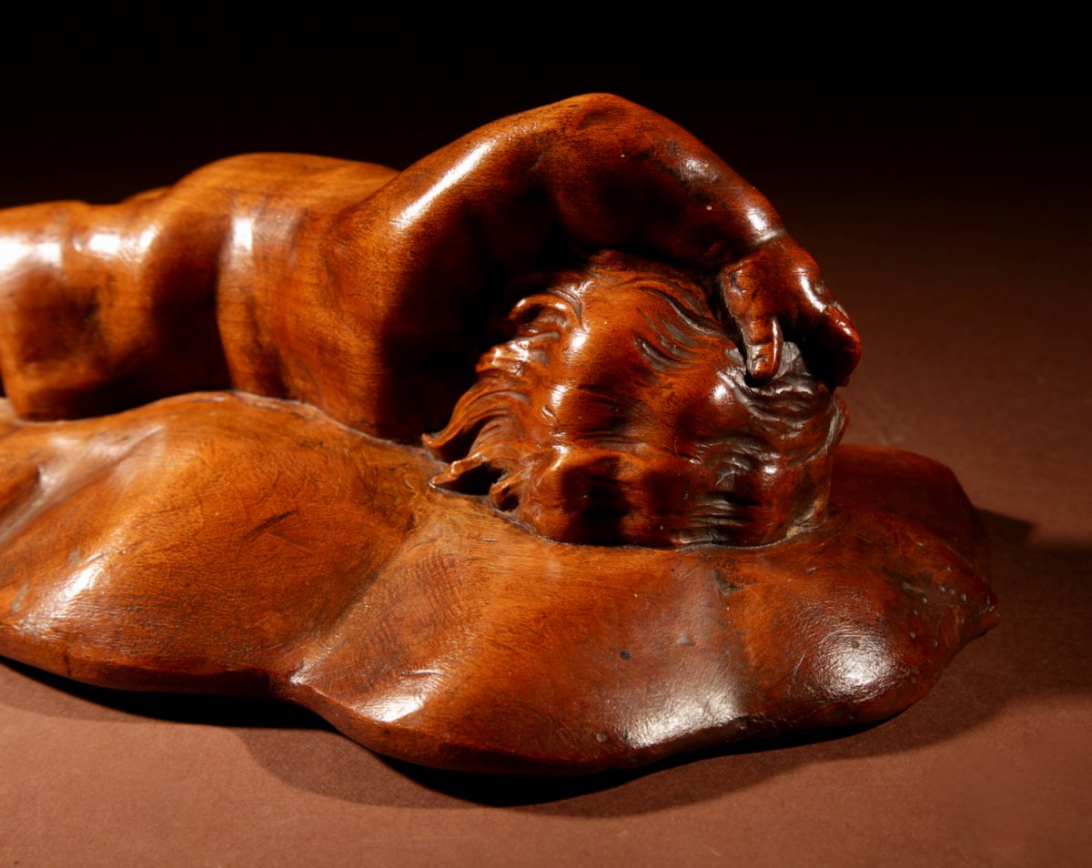 A Very Interesting Carved Fruitwood Sleeping Child Attributed To Laurent Delvaux  Gand 1696- Ni-photo-3