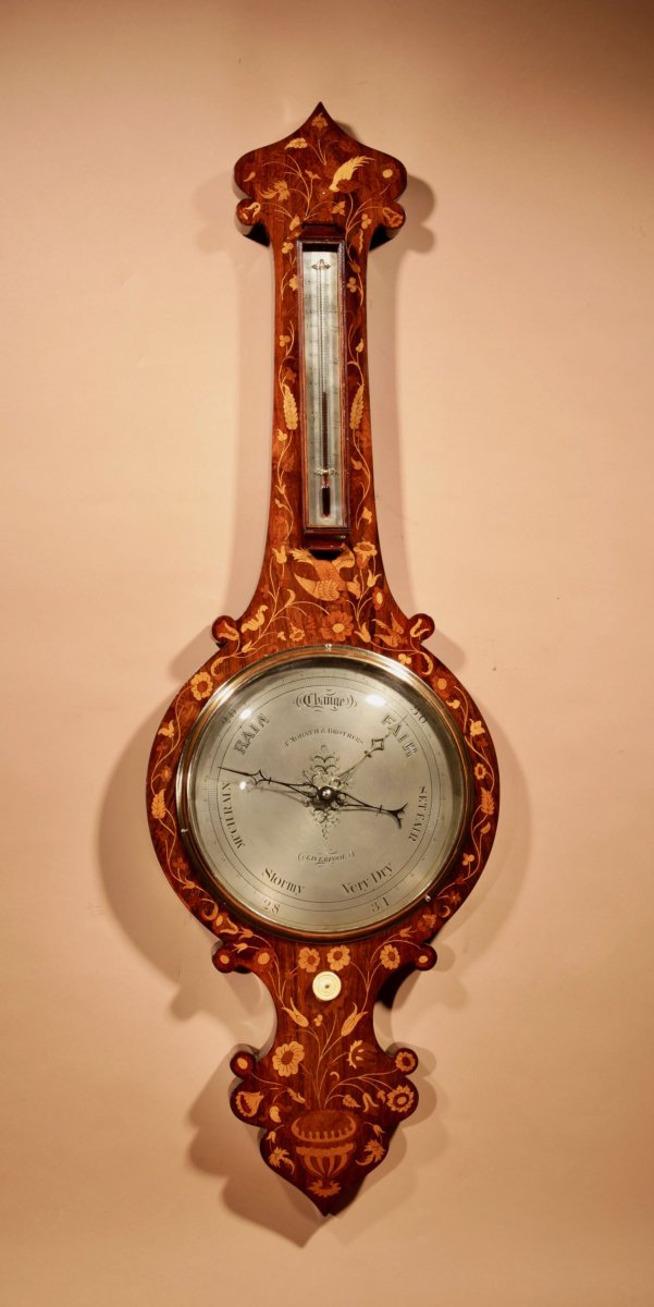 A Very Rare Victorian Rosewood Inlaid Barometer