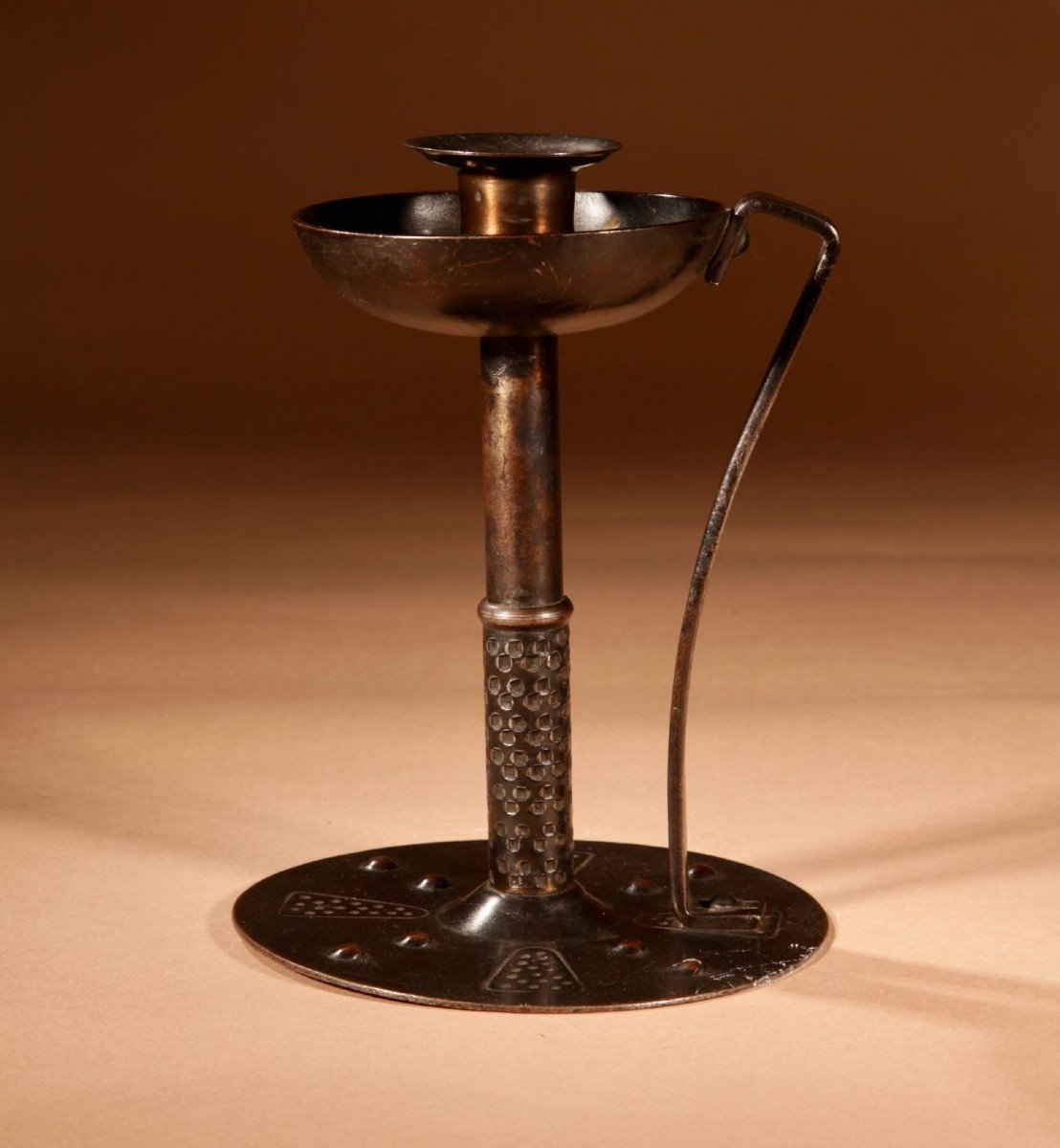 Arts And Craft Wrought Iron Candlestick Circa 1900.-photo-3