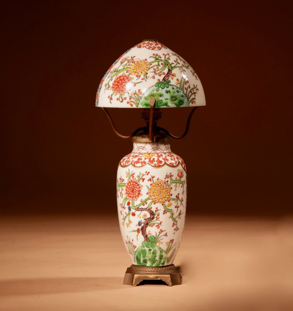 Mushroom Lamp Art Nouveau/art Deco Desvres-gabriel Fourmaintraux Porcelain Table Lamp Circa 190-photo-3