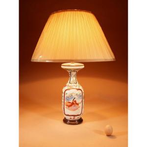 A Japanese Hand-painted Porcelain Table Lamp.