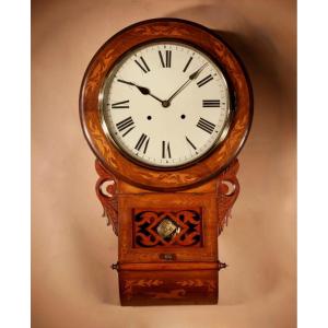  American/german Walnut Drop Dial Wall Clock Circa 1900.