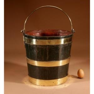 19th Century Dutch Brass Bound Oak Bucket.