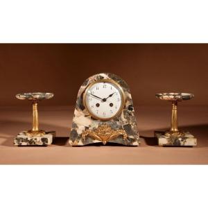 Art Deco French Very Stylish Elegant Clock Garniture, Circa 1920.