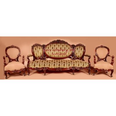 An Exceptional And Beautiful Victorian Cuba Mahogany 3 Piece Salon Suite.