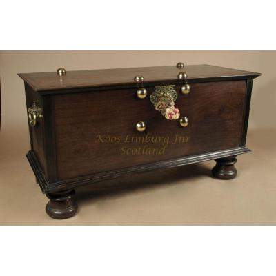 Dutch Colonial Hard Wood Chest With Brass Mounts