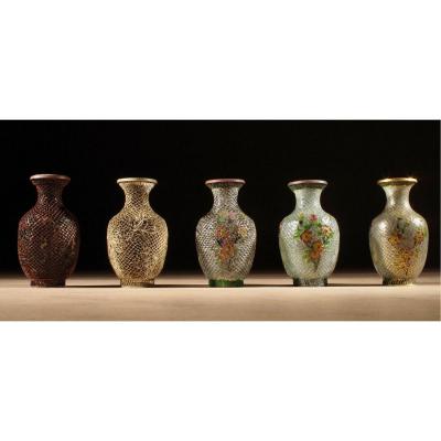 A  Rare Complete Chinese Demonstration Set How To Make Plique-a-jour Vases Circa 1920-1940.
