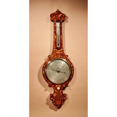 A Very Rare Victorian Rosewood Inlaid Barometer