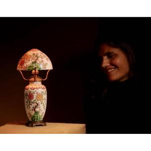 Lampe Champignon Art Nouveau/art Déco Desvres-gabriel Fourmaintraux Lampe De Table En Porcelain
