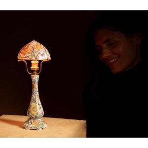  Mushroom Lamp Art Nouveau/art Deco Desvres-gabriel Fourmaintraux Porcelain Table Lamp Circa 19