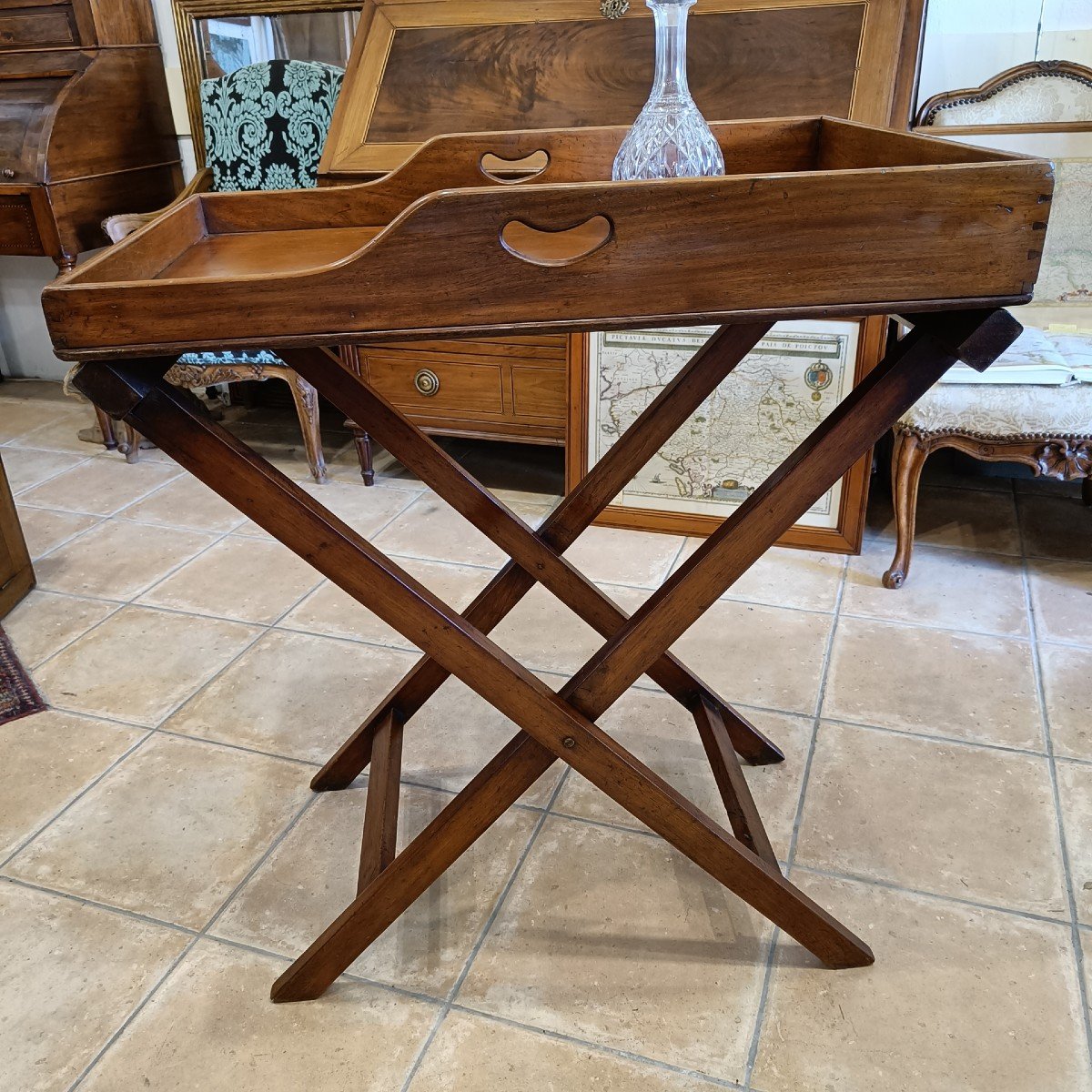 Table Plateau De Bateau, Butler Tray En Acajou-photo-3