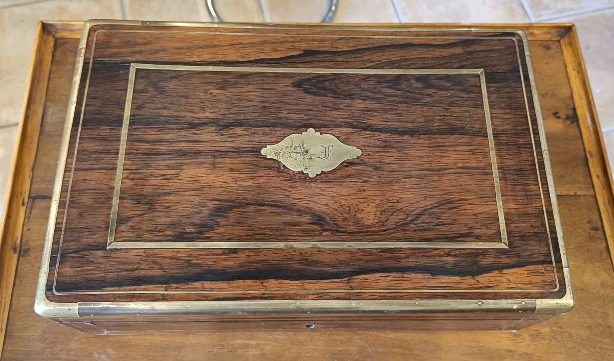 19th Writing Desk In Rosewood And Brass Nets-photo-2