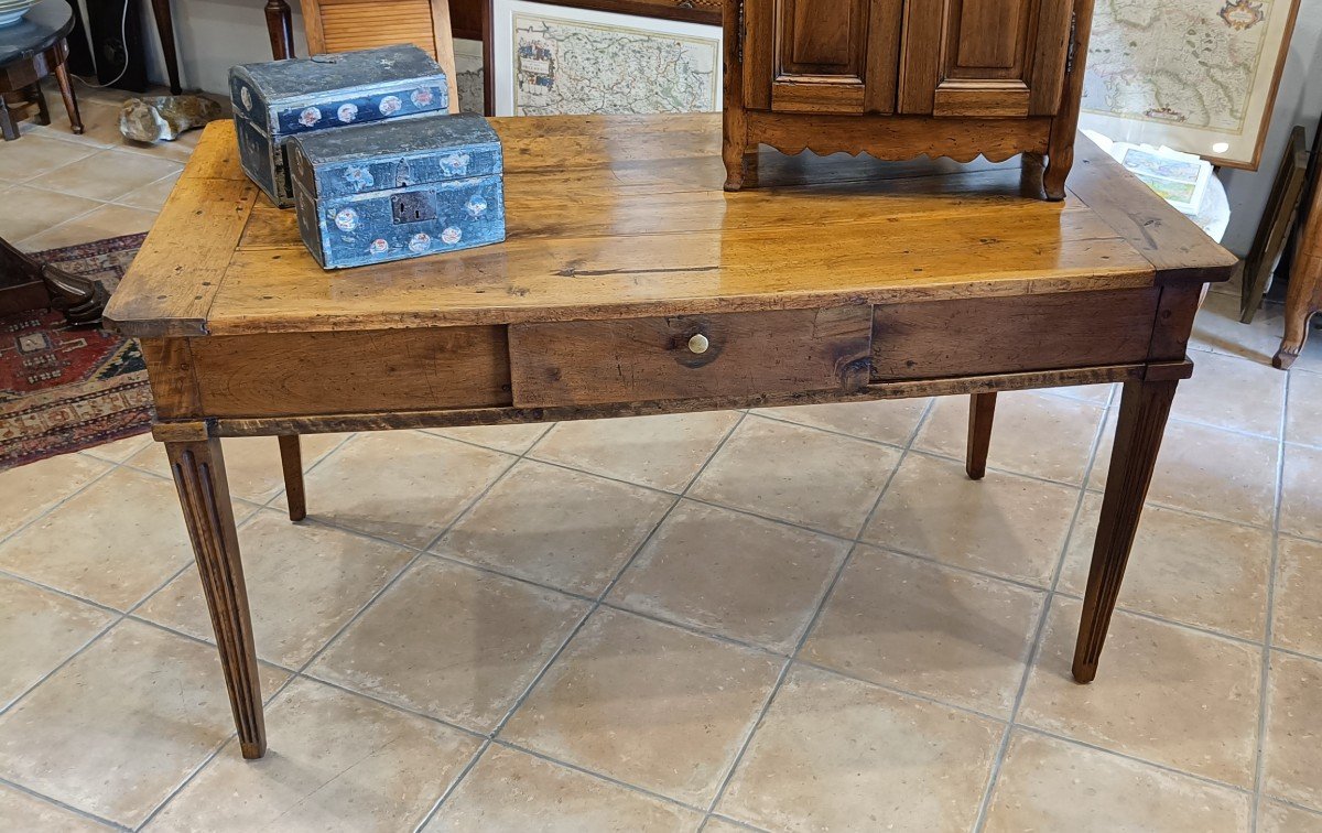 Table Bureau Louis XVI 18ème En Noyer Massif