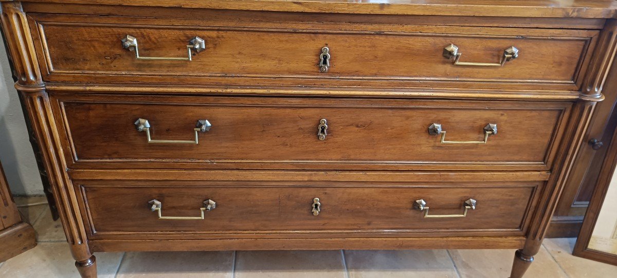 Louis XVI Commode In Walnut, Late 18th Early 19th-photo-3