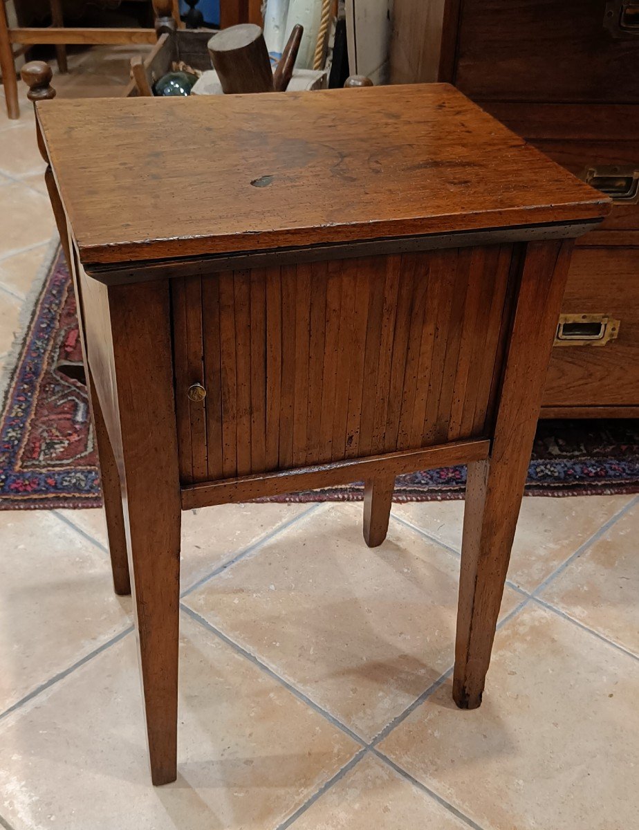 Directoire Bedside Table With Walnut Curtain
