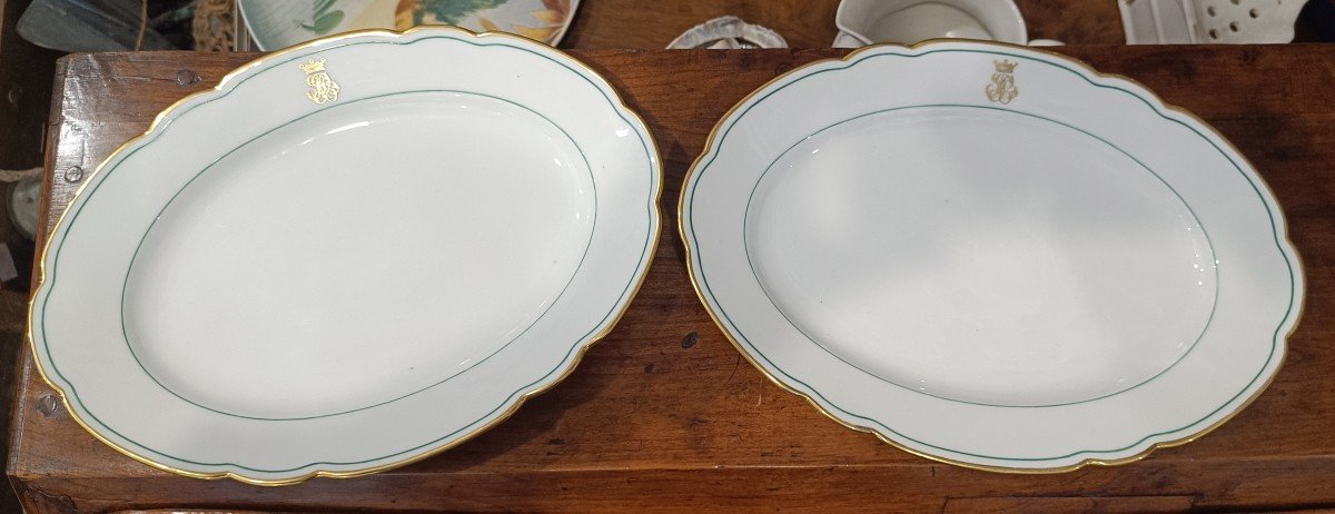 Pair Of Coated Serving Dishes In Paris Porcelain