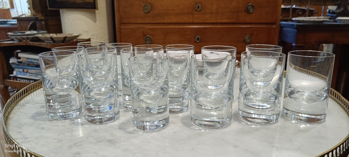 Lot De 16 Verres En Cristal De Baccarat, Modèle Tir Bar-photo-2