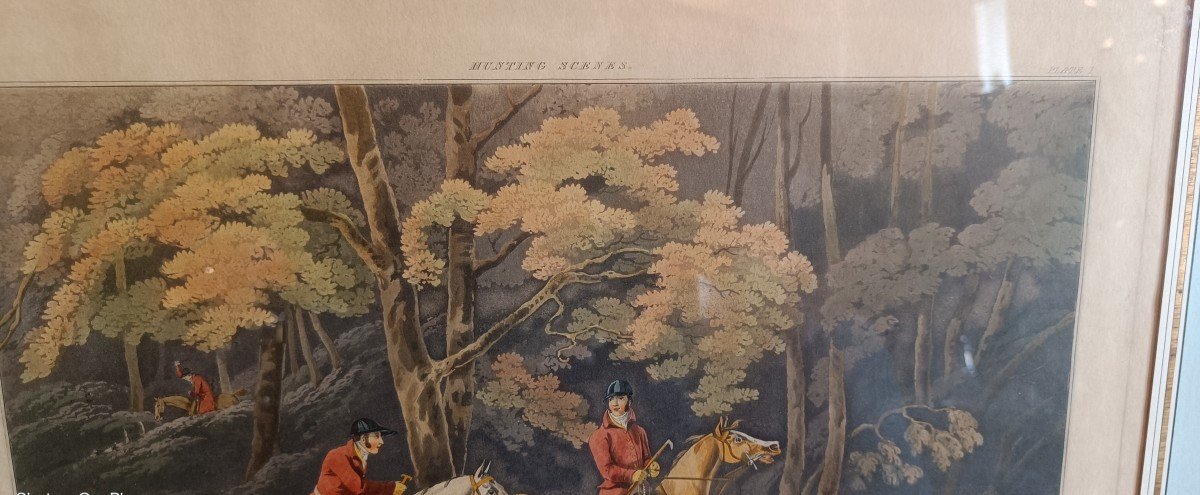 Gravure 19ème Encadrée, Scène De Chasse "Alkin, Clark Et Dubourg"-photo-1