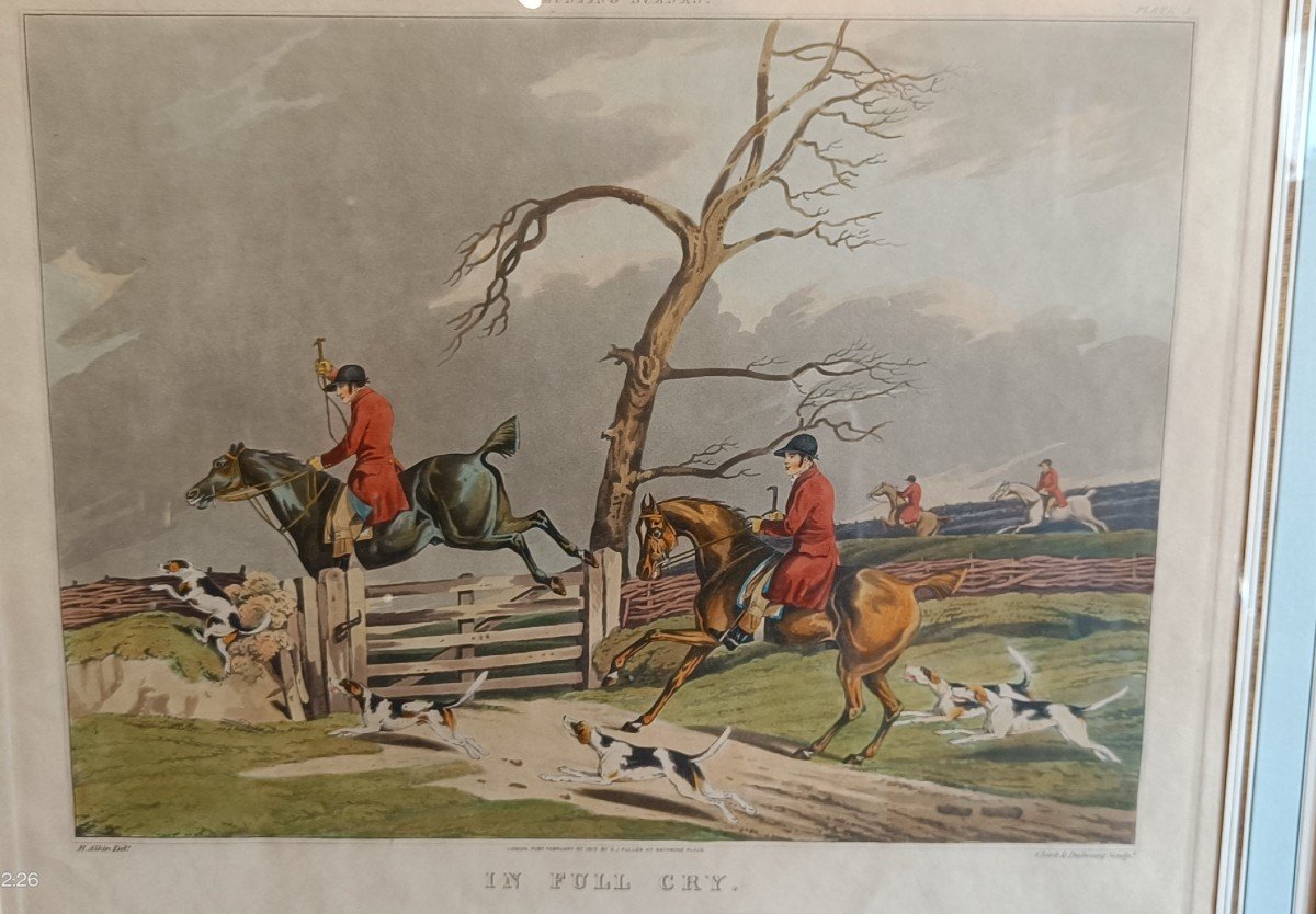 Gravure 19ème Encadrée, Scène De Chasse "alkin, Clark Et Dubourg"-photo-2