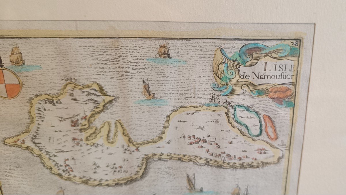 Carte Tassin Aquarellée Et Encadrée De Noirmoutier, 1634-photo-4