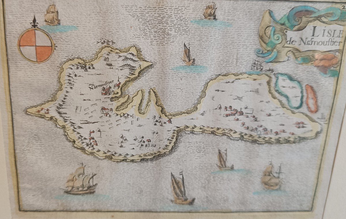 Carte Tassin Aquarellée Et Encadrée De Noirmoutier, 1634-photo-1