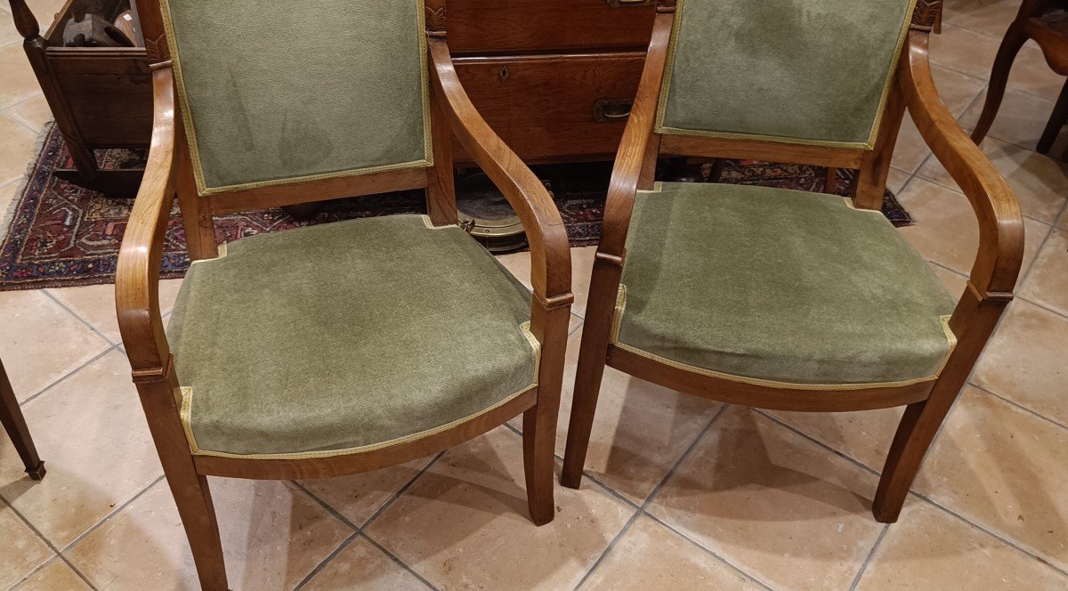 Pair Of Restoration Cherrywood Armchairs-photo-2