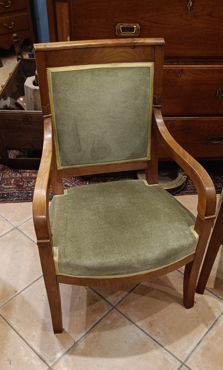 Pair Of Restoration Cherrywood Armchairs-photo-3