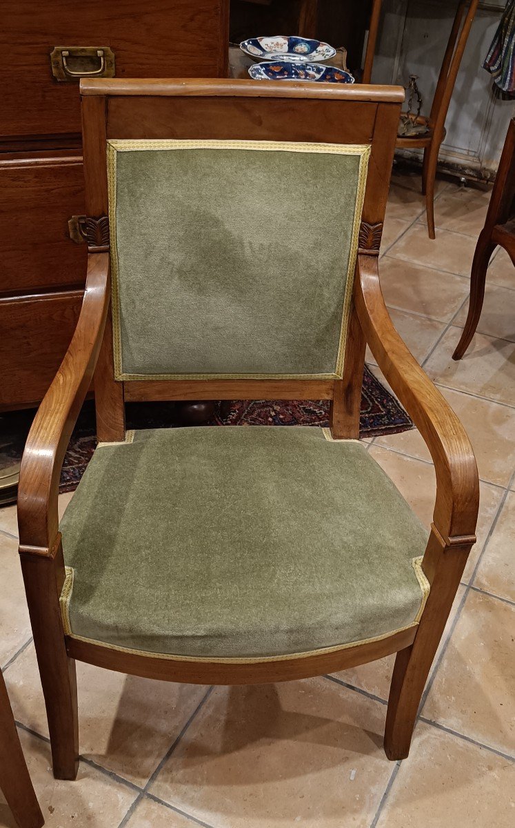 Pair Of Restoration Cherrywood Armchairs-photo-4