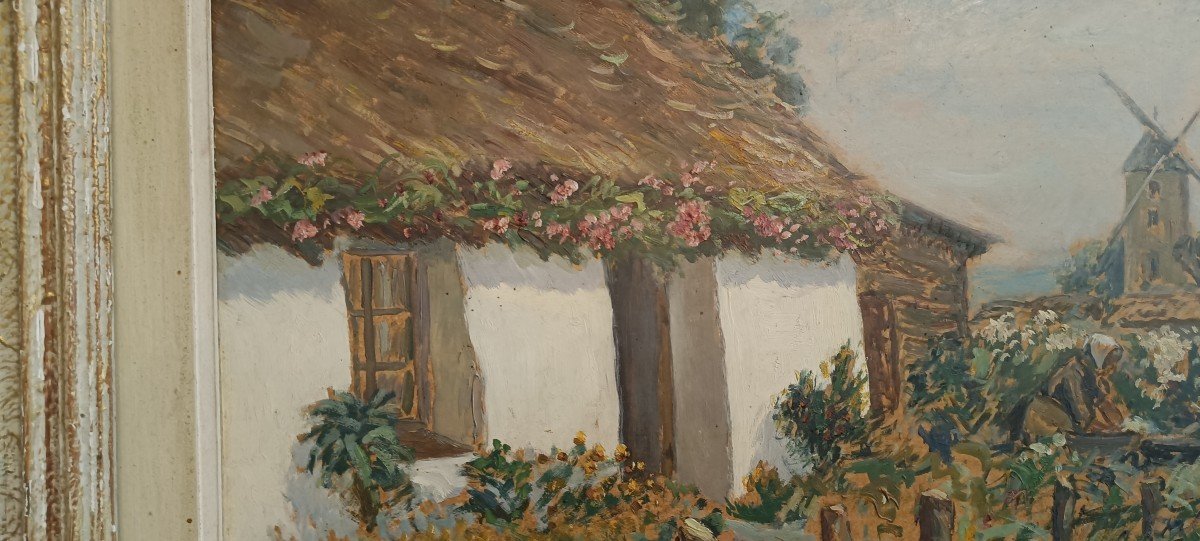 Huile "Bourrine Et Moulin à St Jean De Monts", Pierre Bertrand-photo-4