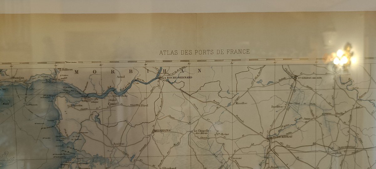 Grande Carte Marine "atlas Des Ports De France, 1895", Noirmoutier, Le Croisic, Estuaires ...-photo-3