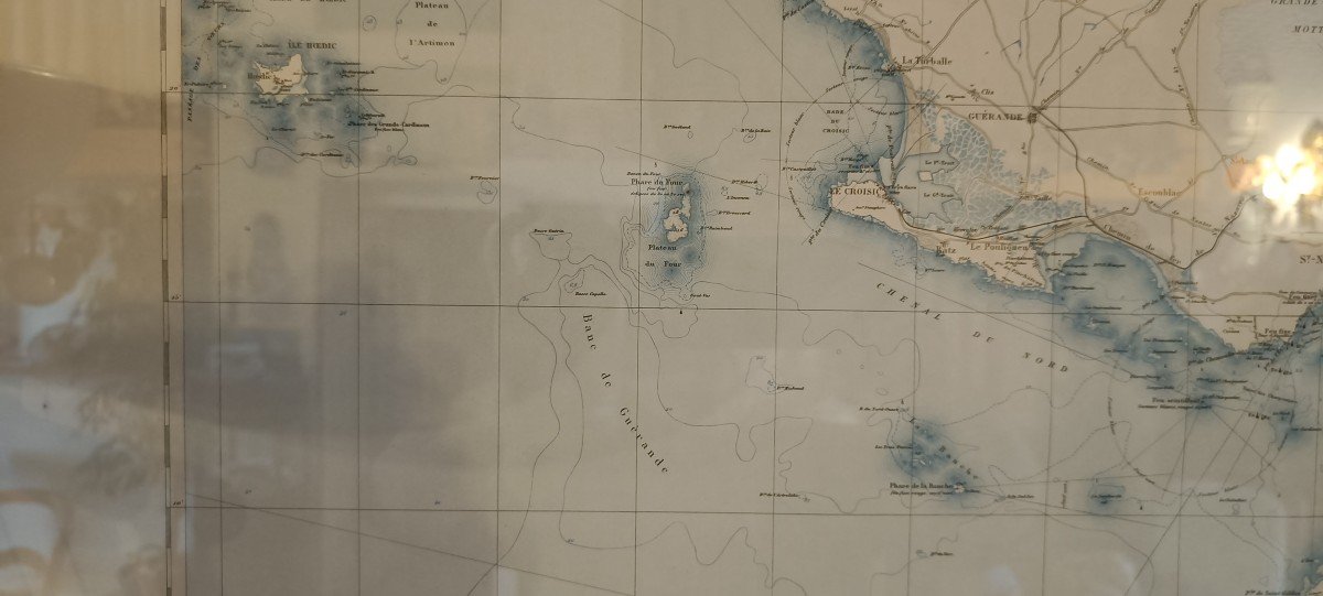 Grande Carte Marine "atlas Des Ports De France, 1895", Noirmoutier, Le Croisic, Estuaires ...-photo-2