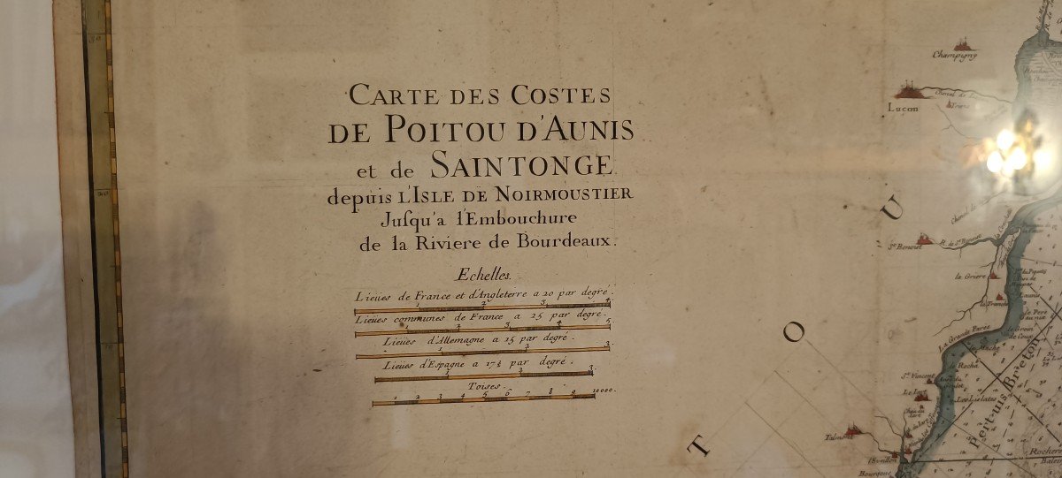 Large 18th Century Marine Chart, Neptune François, Poitou, Aunis And Saintonge -photo-2